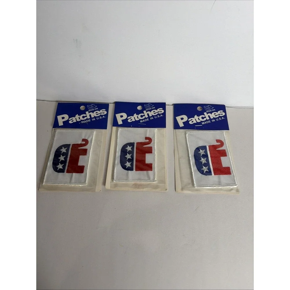 Republican Iron-On Patch Red White Blue GOP Elephant Lot of 7